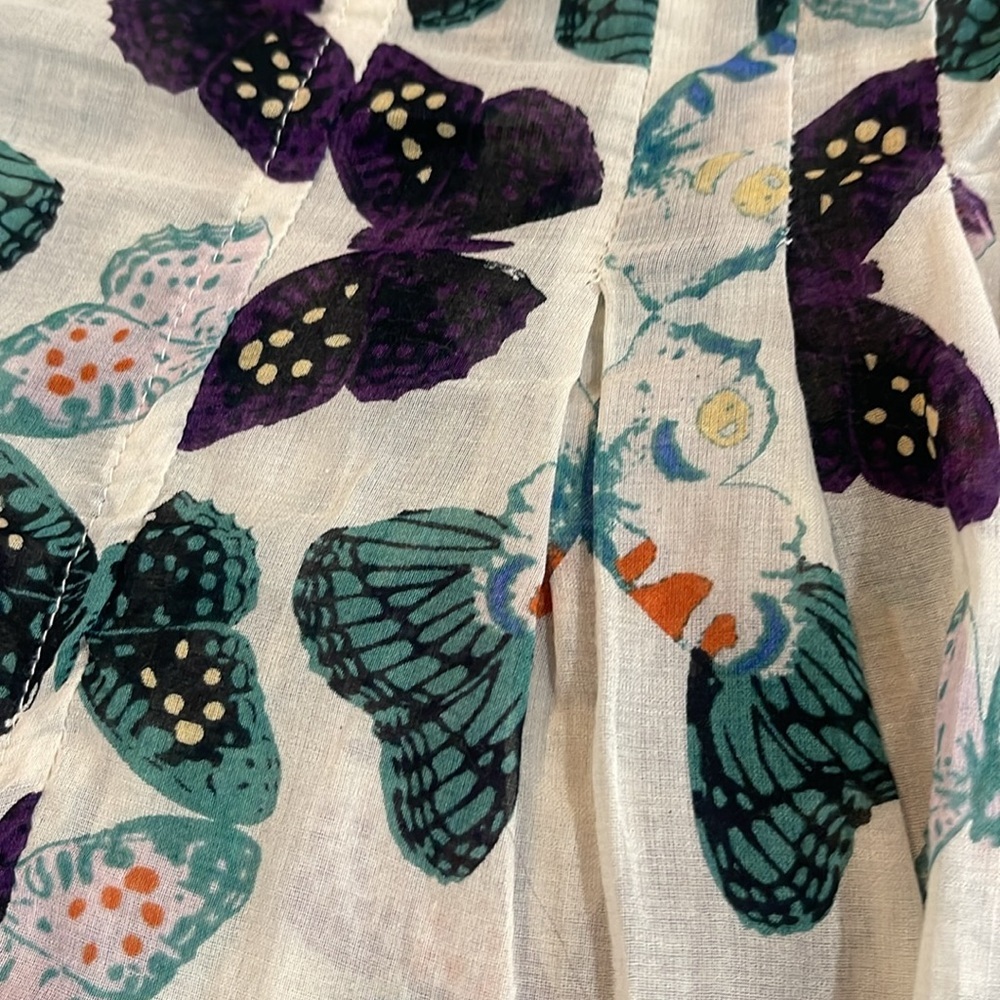 Anthropologie Maeve Abella Pintuck Butterfly Cotton Shirt Blouse Sz 2  XS - Picture 16 of 16